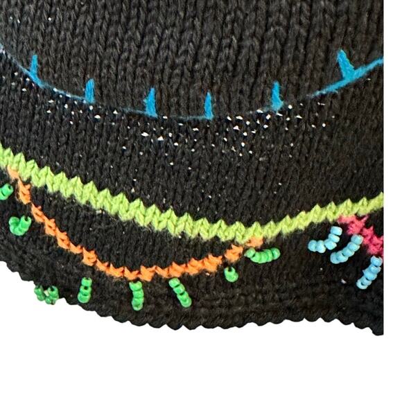 Sharon Young Vintage Cross Stitch & Beaded Black Woven Vest Women's Size Medium - Picture 6 of 12